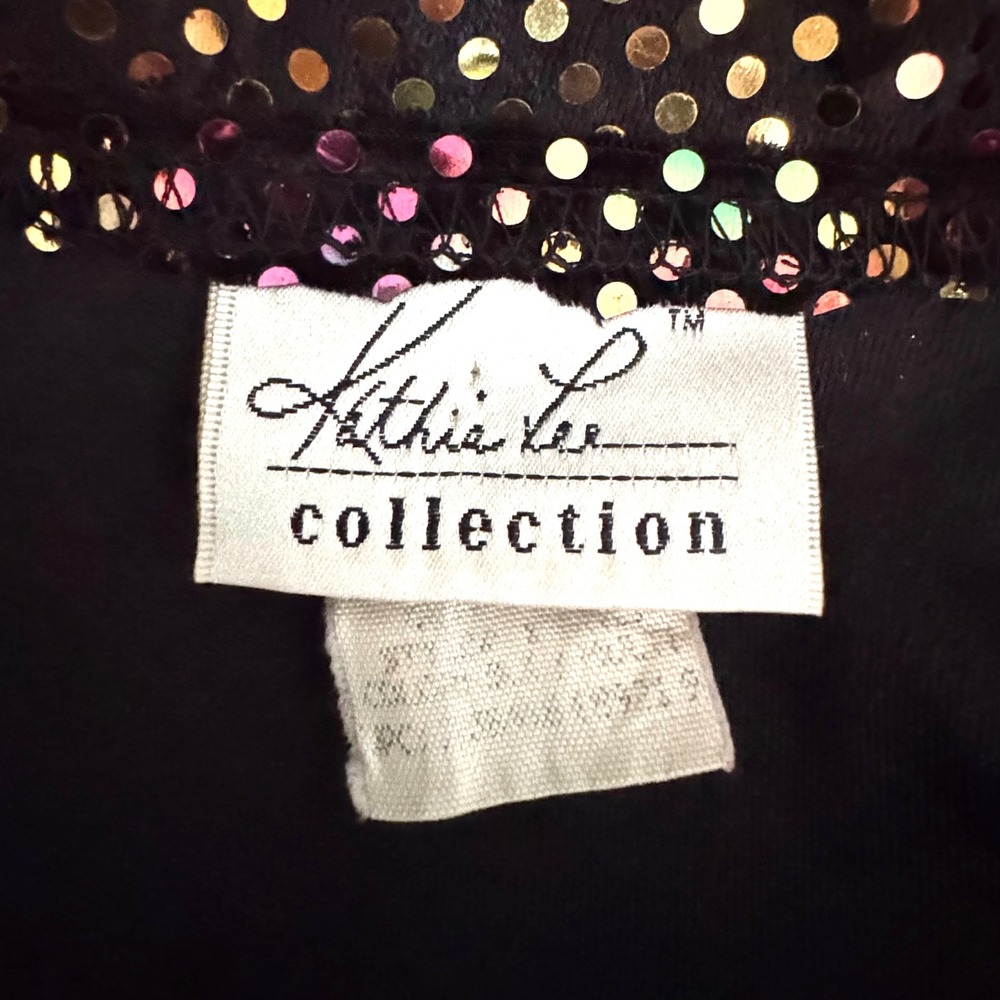 Kathie Lee Collection Top Women Medium Black Multicolor Polka Dot Excellent Y2K - Picture 5 of 9
